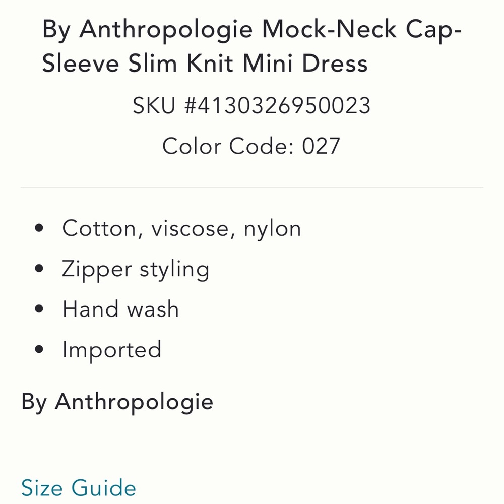 Anthropologie mock neck, cap sleeve mini dress - Picture 5 of 6
